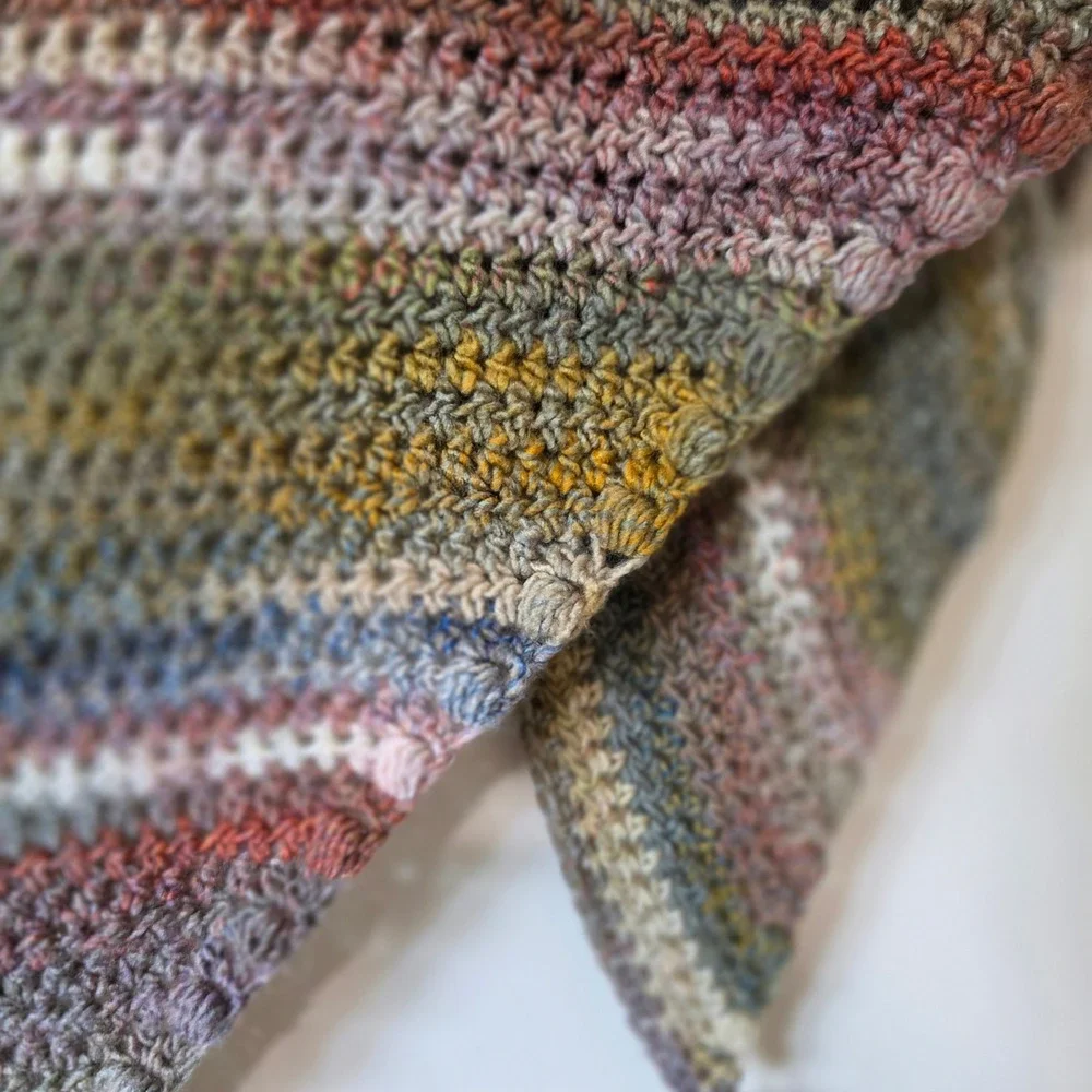 Handmade Crochet Triangle Shawl Women One Size Multicolor Boho Tassel Wrap